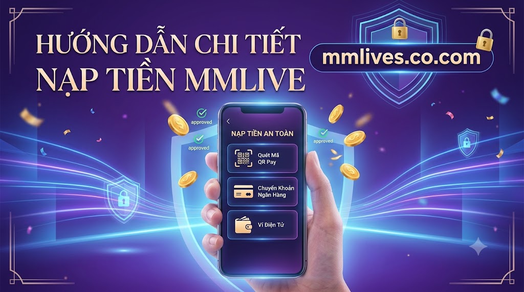 Banner hướng dẫn chi tiết các phương thức nạp tiền an toàn vào ứng dụng MMLive, hình ảnh chính thức từ website nanogate.io.